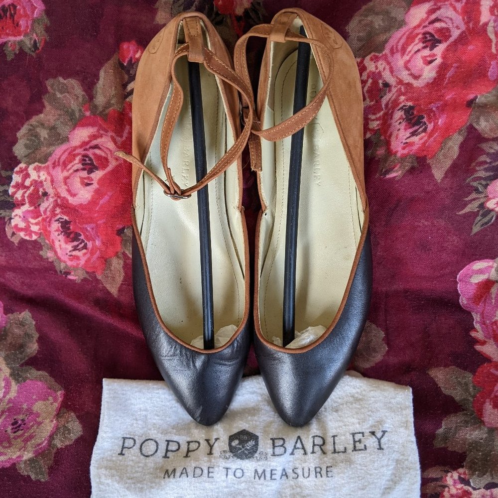 Poppy Barley Black & Tan Leather Mary Jane Flats